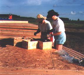 Preparing the bolts for assembly.