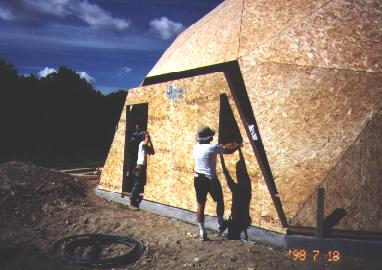 Wall section being installed