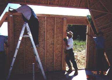 Inside view of wall being installed